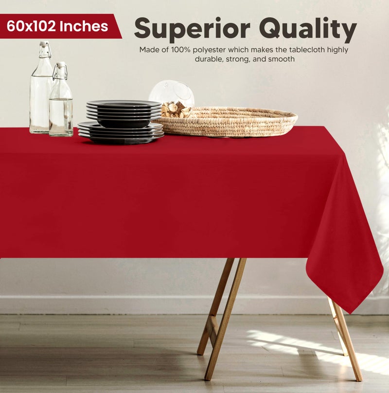 Utopia Kitchen Rectangle Table Cloth 2 Pack(60x102 Inches, Red), Tablecloth Machine Washable, Polyester Table Cover for Dining, Buffet Parties, Picnics, Events, Weddings and Restaurants - Image 2